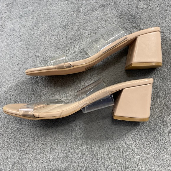 10 Streetwear Society Nude Clear Strap Block Heel Slide‎ Sandals Size 10 - Picture 6 of 8